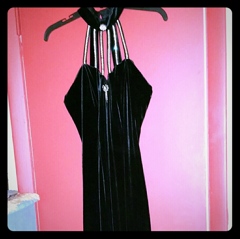 Black Velvet Formal Dress w/Rhinestones